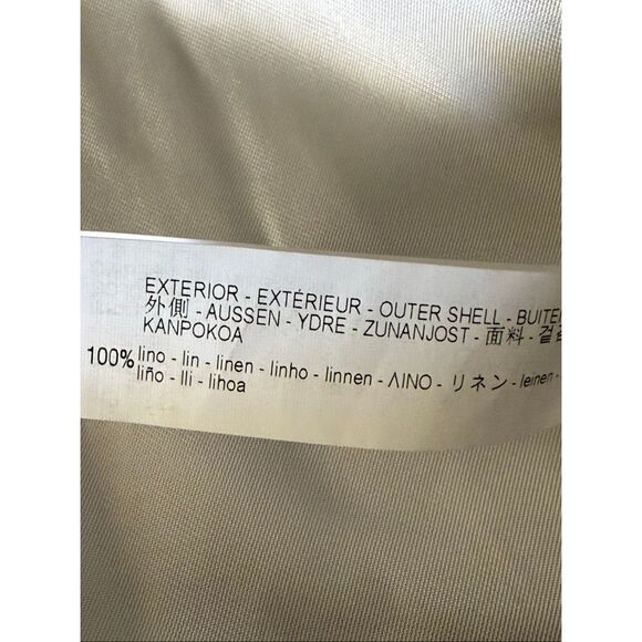Zara Woman Beige Linen Blazer Jacket Women’s Size L – Ruched Sleeve Open Front - Picture 13 of 14